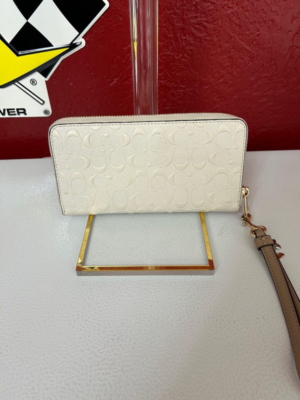 Coach Ivory Signature Zip Around Wallet Wristlet with Charm - Picture 3 of 11